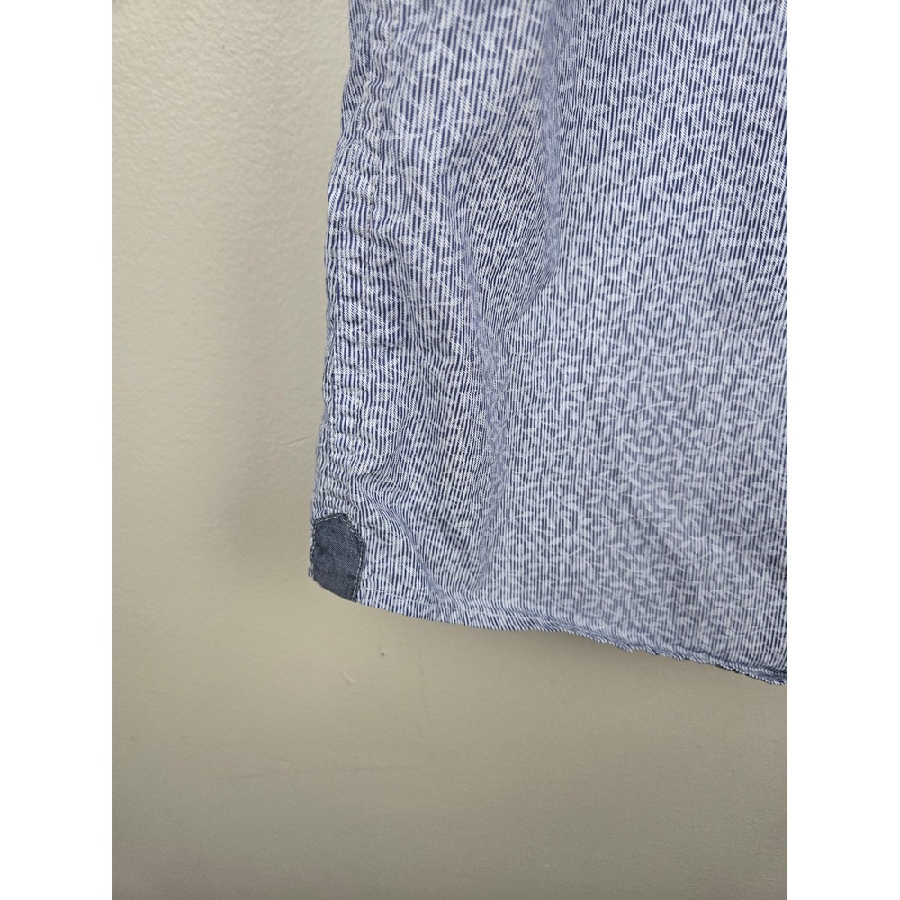 Buffalo David Bitton Mens XXL Slim Fit Short Sleeve Button Down Shirt Blue White - Picture 7 of 16